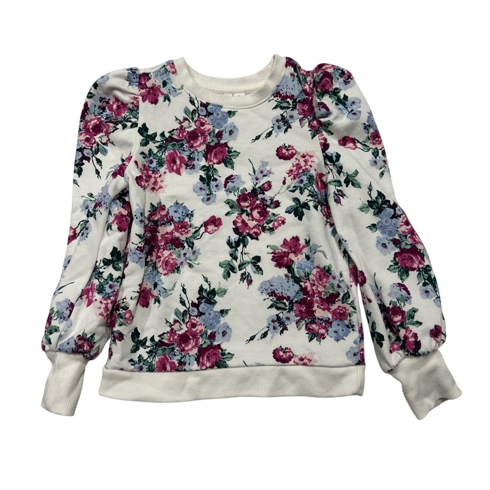 Janie & Jack Girls Sweater Size 8 Floral Preppy Old Money Puffed Sleeves